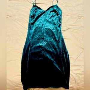 Emerald velvet mini dress